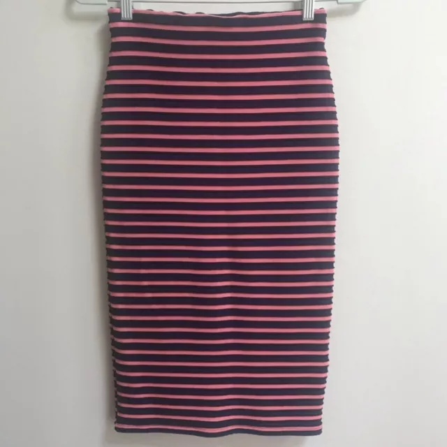 TOPSHOP Textured Striped Midi Pencil Skirt Size 4