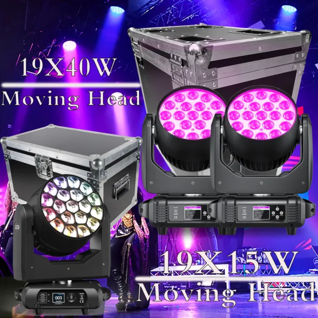 19LEDs Moving Head Mit Flightcase Beam Zoom Wash Bühnenlicht RGBW DMX Party Show