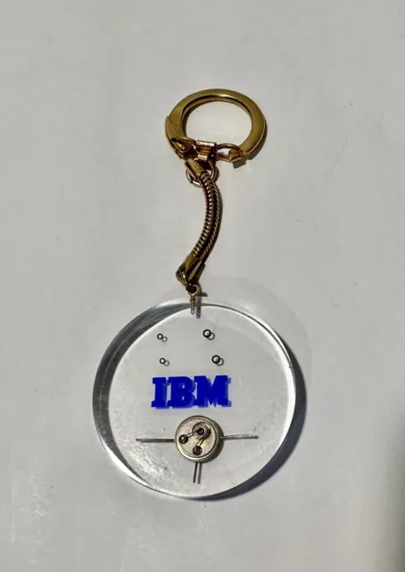 IBM Keychain with IBM Computer Component Piece Imbedded