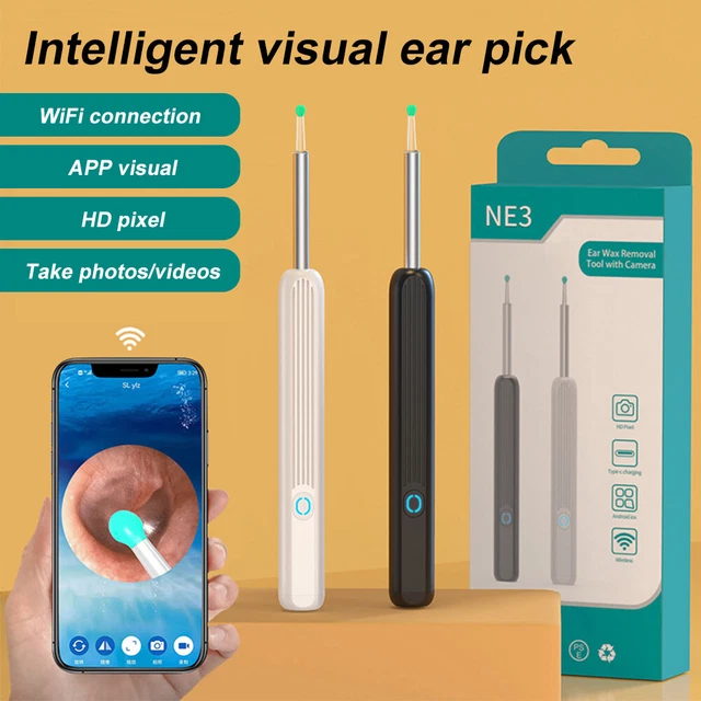 Removedor de cera para oídos inalámbrico cámara HD endoscopio para oídos cuchara limpieza WiFi otoscopio