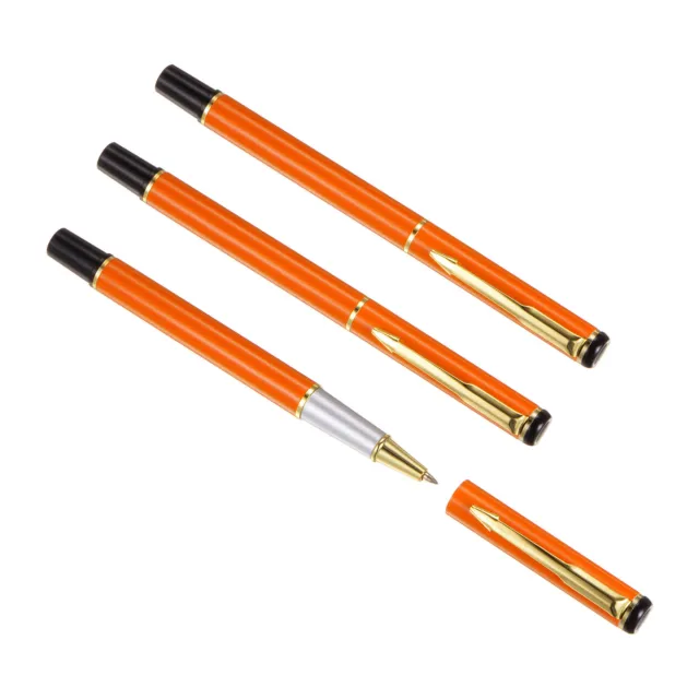 3Pcs Metal Ballpoint Pen Medium Point 1mm Black Ink Ball Pens Orange Gold