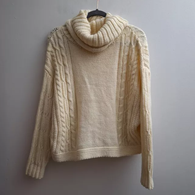 Topshop Womens Turtleneck Crop Sweater Sz S 4-6 Cream Ivory Cable Knit Cozy NWT