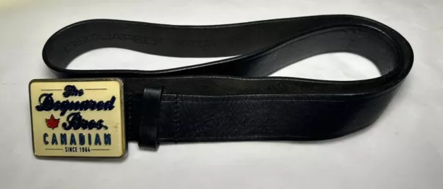 Dsquared2 Logo Buckle Black Leather Belt Made in Italy Used Vintage