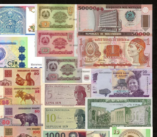 World 50 PCS Uncirculated Banknotes from 28 Different Countries Genuine Lot UNC 3