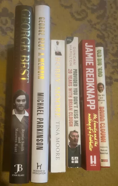 Job Lot 6 Football Autobiographies , biographies books George Best Clough Moore