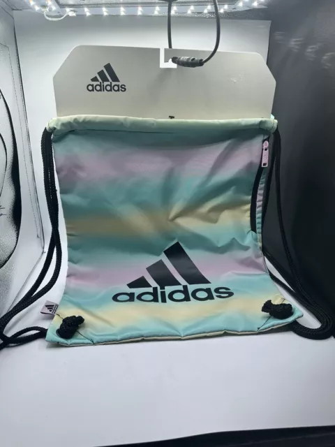 adidas Ready Sackpack Backpack, Gradient Flash Aqua/Black, One Size