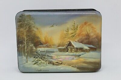 Fedoskino Russian Lacquer Box Winter landscape #16 by artist Solovyova Hand made