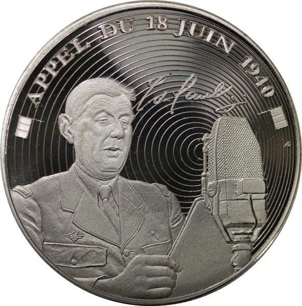 Médaille En Bronze Charles De Gaulle - Commémorative 'Appel Du 18 Juin 1940' - Lot 156 - Objet De Collection