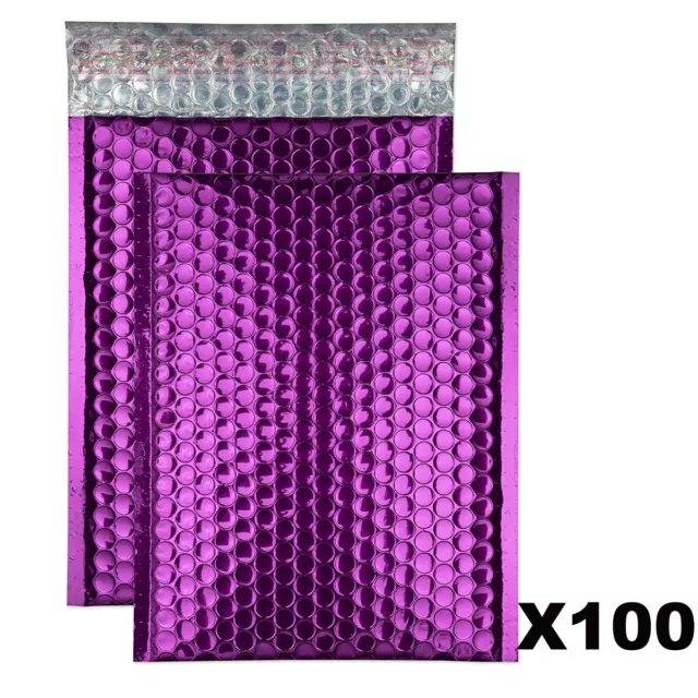 100 Pcs Purple Premium Metallic Padded Bag Bubble Mailer Envelope 01 160 x 230mm