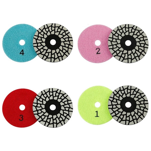 4 pz 4 passi Diamond Dry Lucishing Pads 4 pollici per marmo granito quarzo pietra