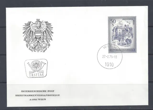 AUSTRIA 1975 50s. HOFBURG, VIENNA ON FIRST DAY COVER  SG 1689