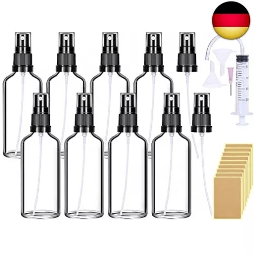 Sprühflasche Glas Klein 8 Stück 100ml Transparente Sprayflasche Leer Parfüm Ze