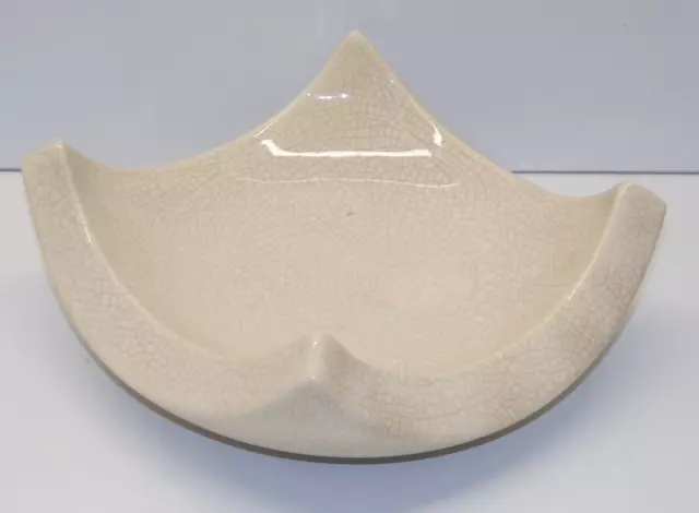 *JOLIE COUPE style Art déco VIDE POCHE EN CERAMIQUE CRAQUELEE Blanc Cassé XXe D