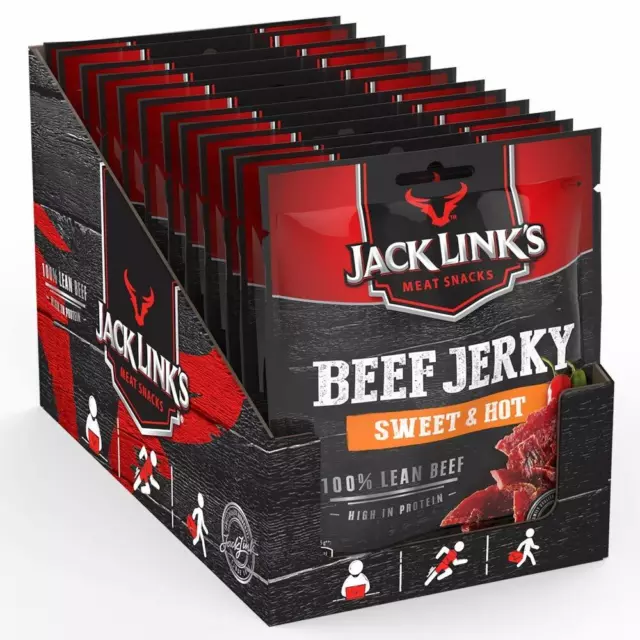 Jack Link‘s Beef Jerky SWEET & HOT 12 x 70g | Trockenfleisch, Rind