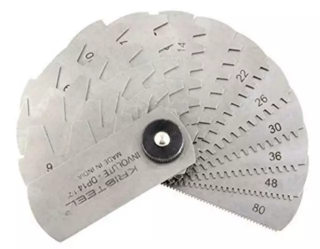 KRISTEEL Gear Tooth Modular Gauge 6-80 Dp 15 Leaves 14.5 Dp Pressure Angle