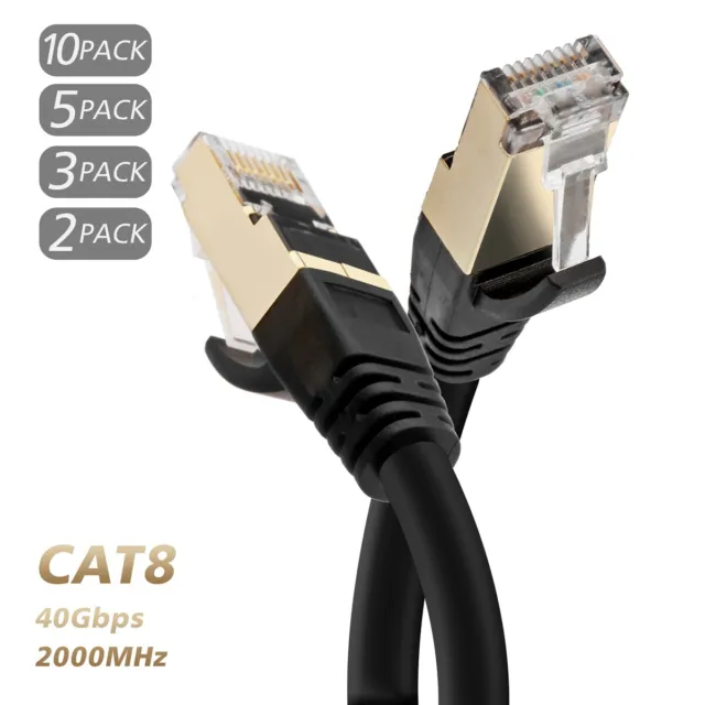 Ultra Internet Speed, 2m-30m Cat8 RJ45 Shielded Indoor Heavy Duty LAN Cable Lot