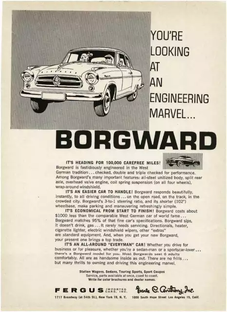 1960 BORGWARD Isabella Coupe Vintage Print Ad