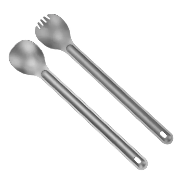 Portable Long Handle Titanium Spork/Spoon Metal Cutlery Set for Outdoor Camping