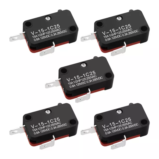 5pcs V-15-1C25 Button Switch SPDT Quick Action Microswitch 2pin 15A for DIY