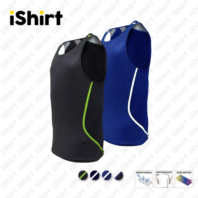 MENS SINGLET 100 Polyester Cool Dry Breathable Sublimated Sports