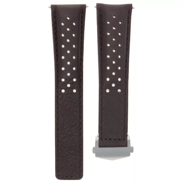 Leather Watch Band Strap Clasp 22Mm For Tag Heuer Monaco Carrera Brown Perforat