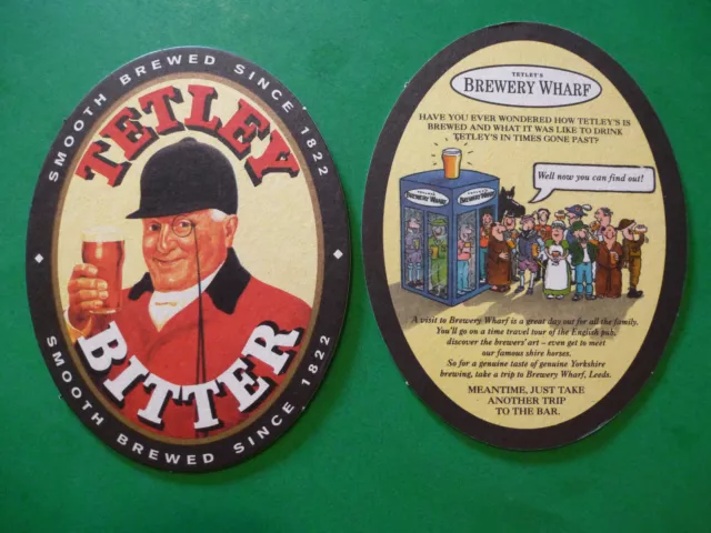 Beer Coaster ~ TETLEY'S Bitter ~ West Yorkshire, UK ~ Visit Brewery Wharf Pub