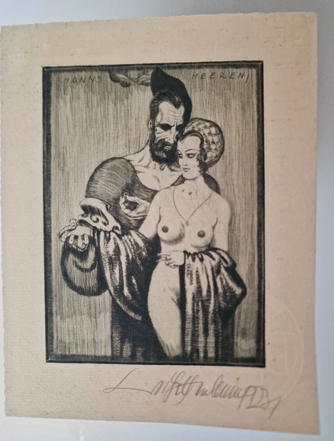 HELFENBEIN WALTER. EX LIBRIS HANNS HEEREN. 1923. RAD 134 X 98 mm. SIGN