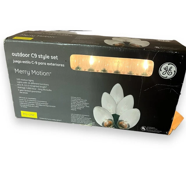 GE MERRY MOTION 100 Christmas Lights White Outdoor C9 ProLine 16