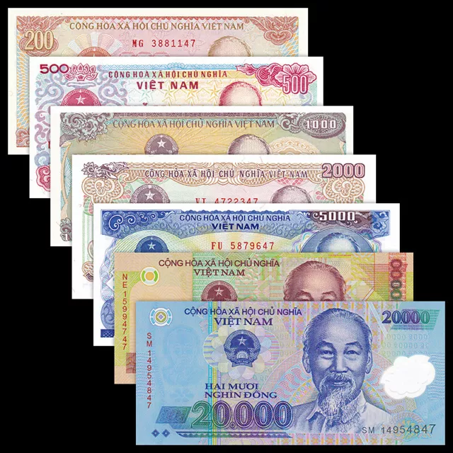 [Z-182] Vietnam Viet Nam Set 7 PCS, 200 500 1000 2000 5000 10000 20000 Dong, UNC