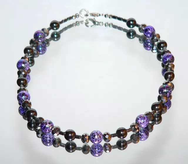 Halskette Perlen Hämatit  multicolor Acrylperle  facettierte Rondelle Glas 429a