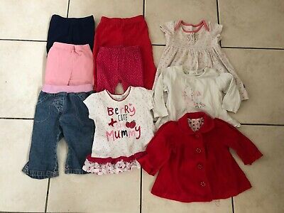 Baby girl's bundle of leggings, tops, dress & cardigan 3-6 months