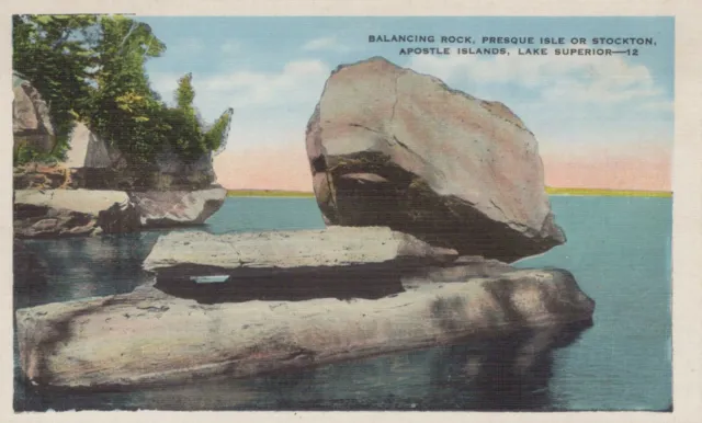 Balancing Rock Presque Isle or Stockton Apostle Islands Lake Superior Postcard