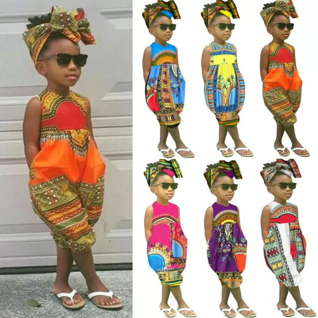 Abbigliamento bambino bambino bambino abiti stampa africana senza maniche tutina