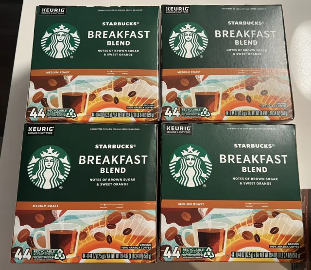 Starbucks Breakfast Blend Medium Roast K-Cup Coffee Pods 176 K-Cups Pods