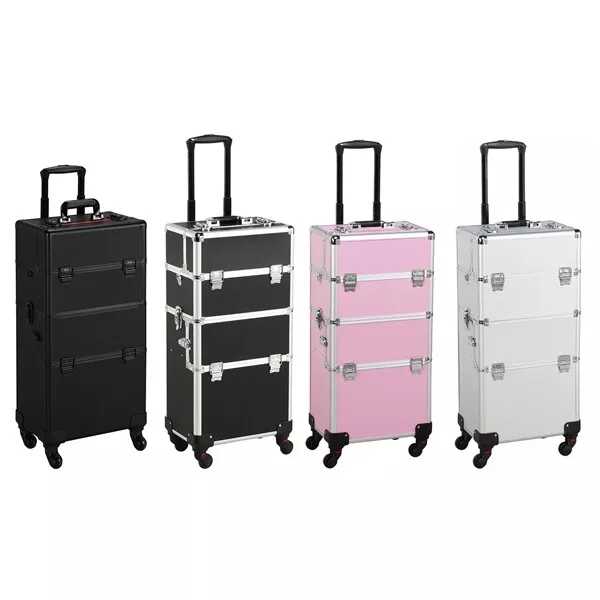 Valise Maquillage Mallette de Maquillage Trolley Cosmétique Bijoux à Roulettes