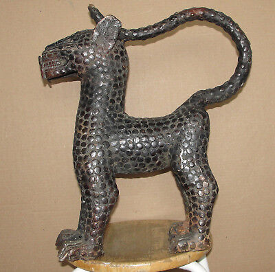 BIG African Bronze Brass OLD Leopard Benin Nigeria Statue Afrika Animal CAT 23lb