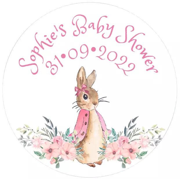 24 Personalised Baby Shower Party Bag Stickers Sweet Bag Seals 40mm Labels