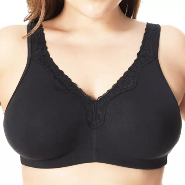 UK LADIES COTTON Non Wired Full Cup Support Wireless Comfort Bra Plus Size  FG GG £10.58 - PicClick UK
