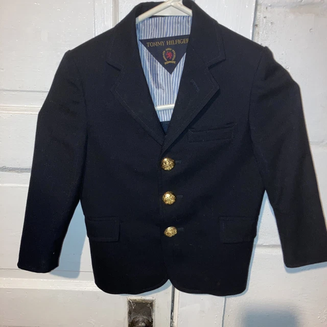 Tommy Hilfiger Boys Size 4T Sport Coat Suit Jacket Blazer Black 2  Button Lined