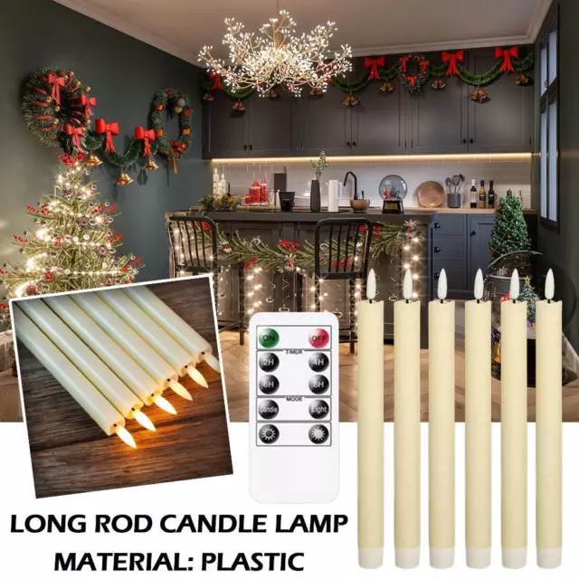 6x Taper Candles with Remote Flameless LED Candlesticks Wick Moving L7W9