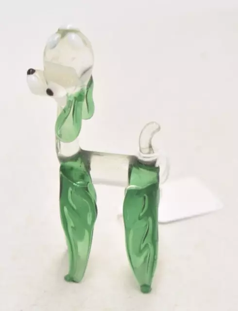 Vintage Murano Italian Art Glass Green Poodle Dog Figurine Statue Ornament