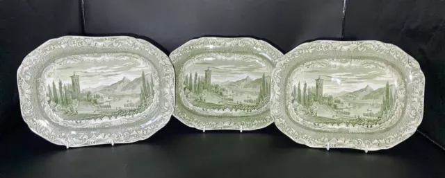 Antique Staffordshire Copeland & Garrett Green Transferware Platters C1835 COMO