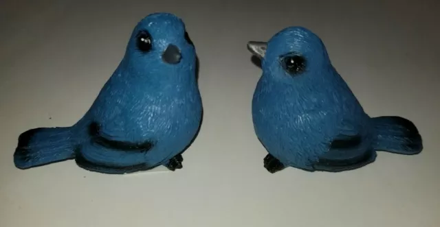 Blue Birds pair Resin Figurines 2.5" Tall Garden Potted Plant Kitchen Decor NEW