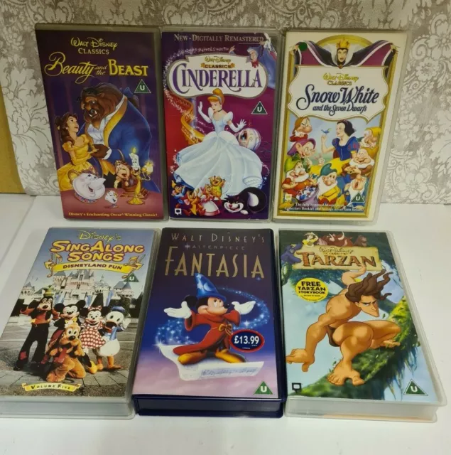 VINTAGE WALT DISNEY VHS Videos X6 Beauty, Cinderella Snow White ...