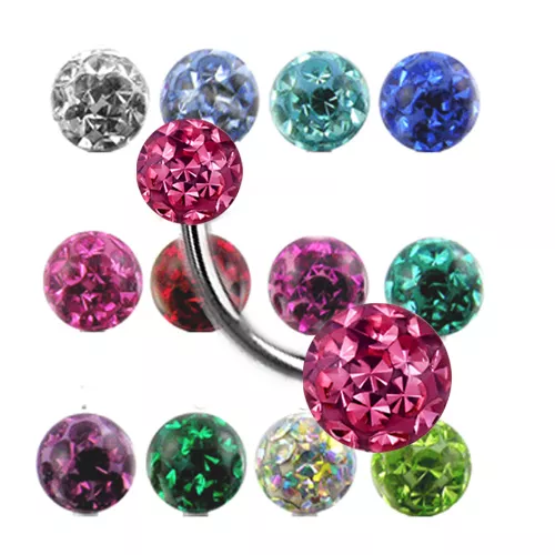 Piercing epoxi multistrass bola redonda ombligo cristales recubiertos L:6-14