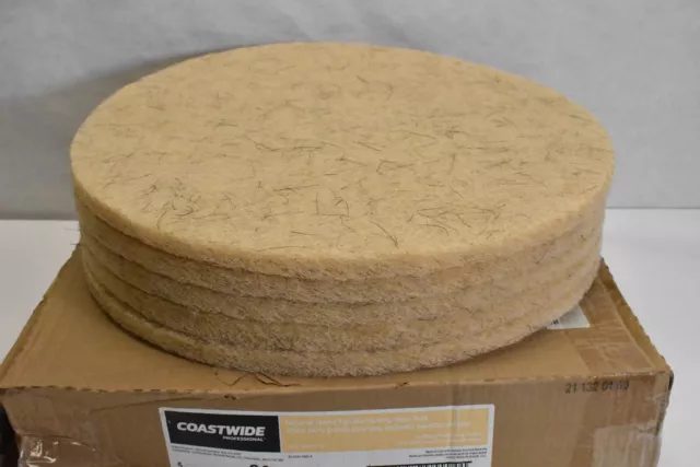 Coastwide CW24745 20" Burnishing Floor Pad 5 Pack Tan Scrubbing Pads