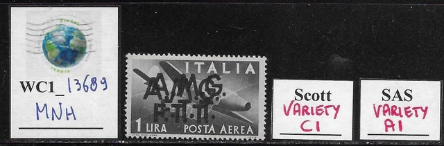WC1_13689. ITALY: TRIESTE FTT. Not reported variety of 1 L 1947 air. Sc. C1. MNH