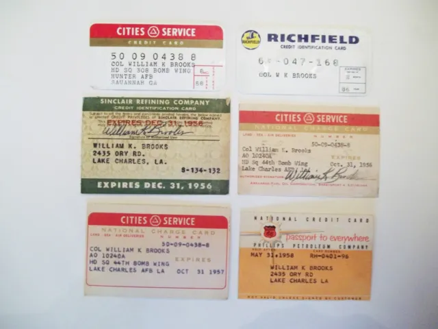 6 Vintage Gas Credit Charge Cards Cities Richfield  Sinclair Phillips 66 1956-64