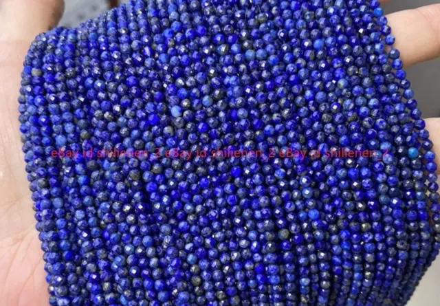 Natürliche 3-3.5mm Facettierte Lapislazuli-Edelsteine Runde Lose Perlen 15.5"