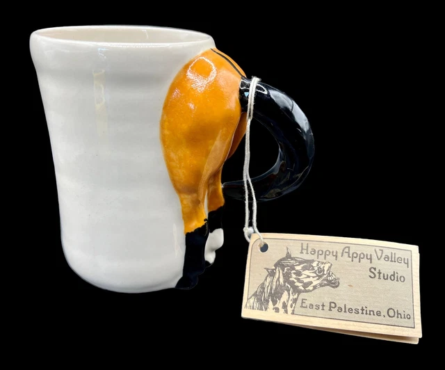 Vintage Happy Appy Valley Studio Mug Cup Horse Rear Tail Ohio Pottery 1988 4.5”
